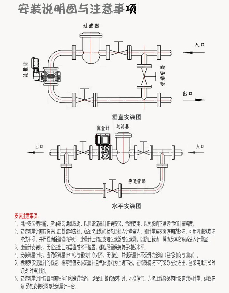 气体罗茨流量计安装说明图