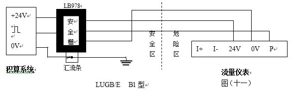 脉冲输出涡街流量计防暴型涡街流量仪表配线设计图一