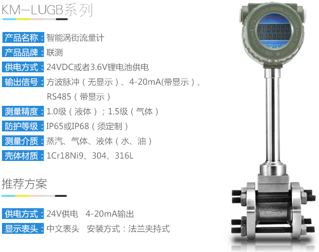 智能型涡街流量计技术参数图