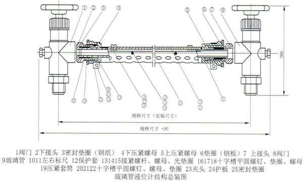 玻璃板液位计结构图