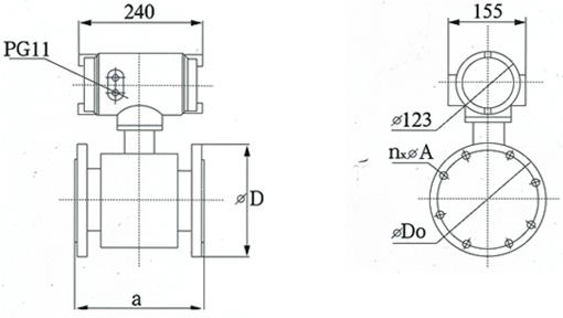 dn100电磁流量计外形尺寸图